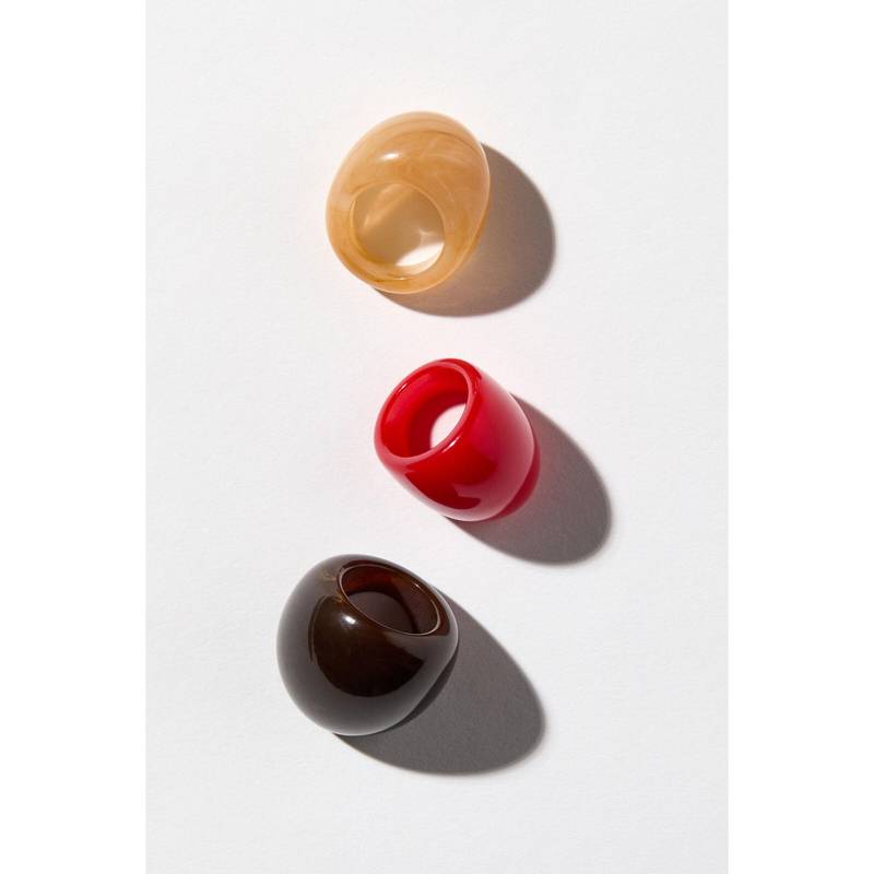 H&M Women Brown 3-Pack Chunky Rings (XS/S)