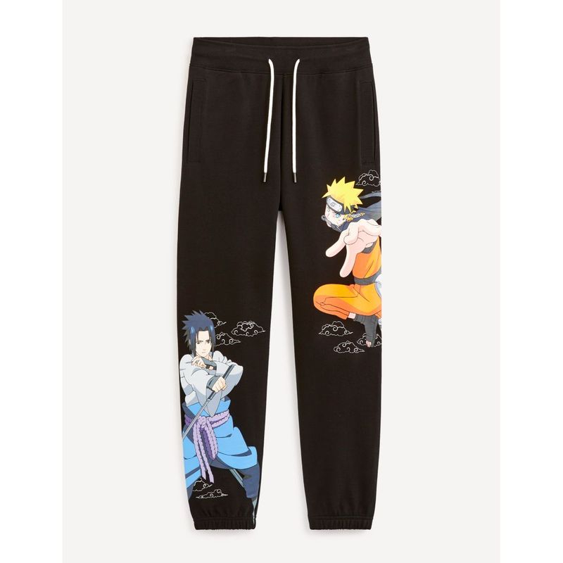 CELIO Naruto Shippuden Graphic Printed Black Track Pants (XL)