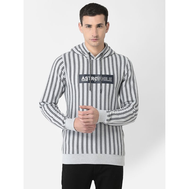 CRIMSOUNE CLUB Men Grey Pin-Stripe Hoodie (XL)