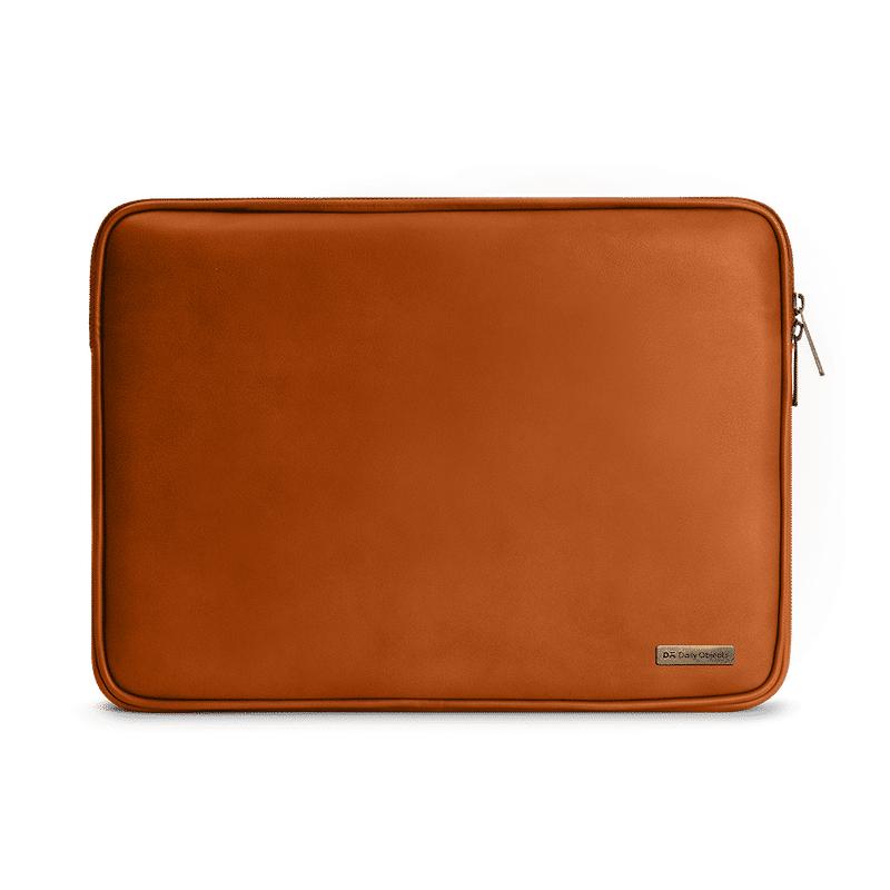 Dailyobjects Tan Vegan Leather Zippered Sleeve For Laptop/macbook - 14 Inch