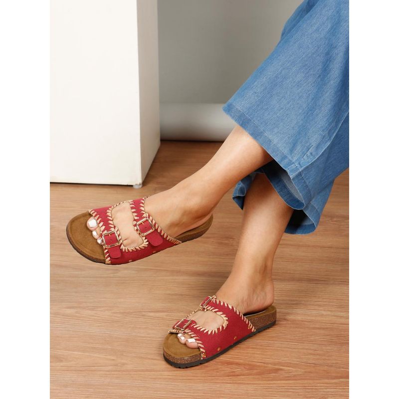 Flat n Heels Women Sandals Maroon (EURO 37)