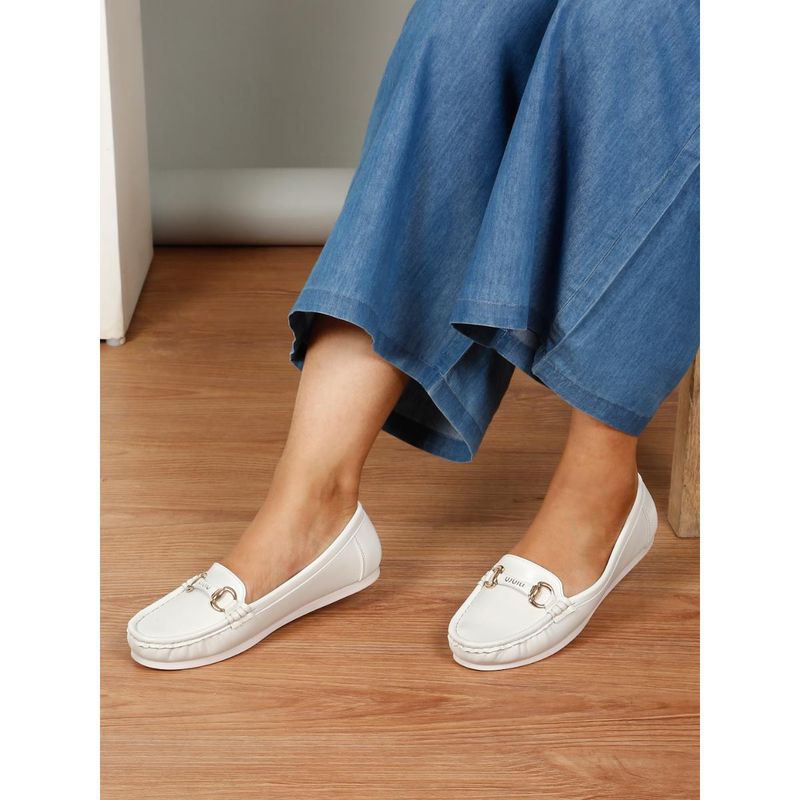 Flat n Heels Women Loafer White (EURO 36)