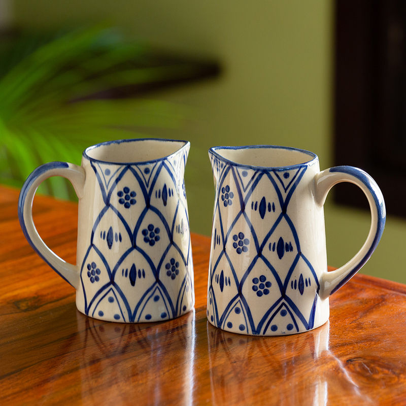ExclusiveLane Hand Painted Studio Pottery Microwave Safe Milk   Water Jugs In Ceramic