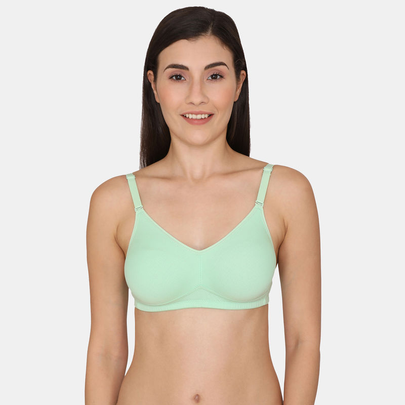 Zivame Beautiful Basics Double Layered Non Wired Full Coverage Backless Bra - Green (34B)