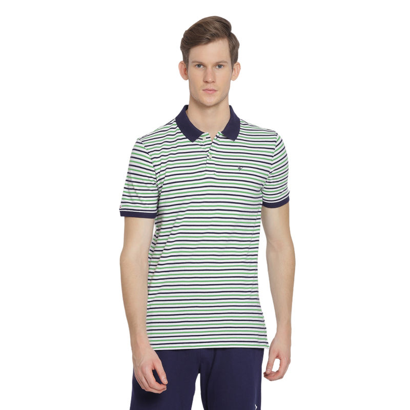 AM SWAN Mens Stripes Multicolored Astral Aura Polo T-Shirt (S)