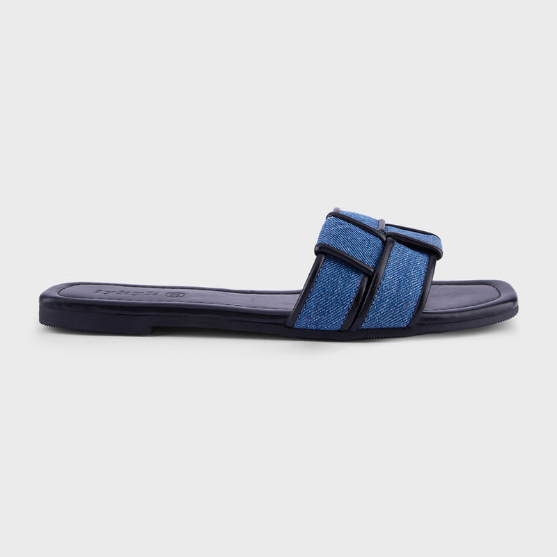 IYKYK by Nykaa Fashion Blue Square Toe Weaving Detail Flats (EURO 40)