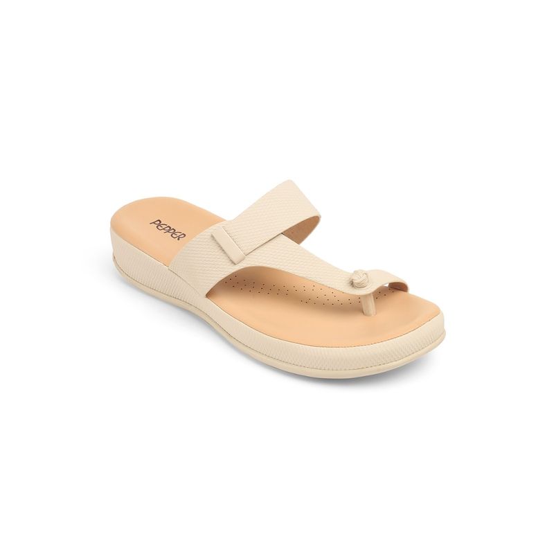 PEPPER Women Toe Ring Cream Sandals (EURO 36)