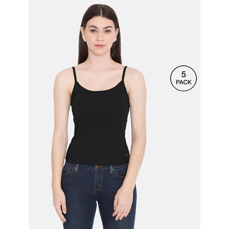 Frenchie Feelings Women Solid Black Pure Cotton Innerwear Camisole (S)