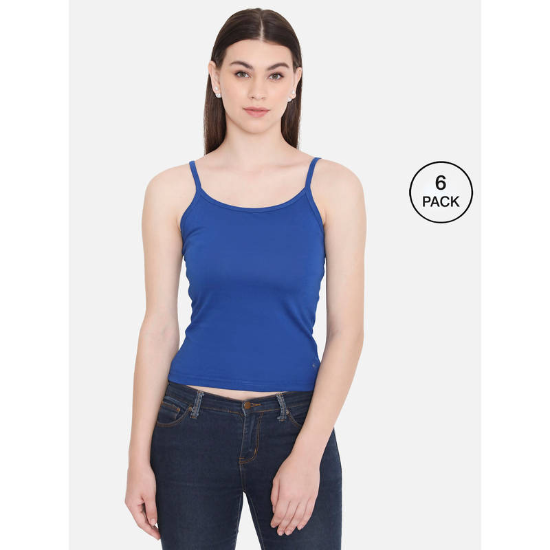Frenchie Feelings Women Solid Royal Blue Pure Cotton Innerwear Camisole (M)