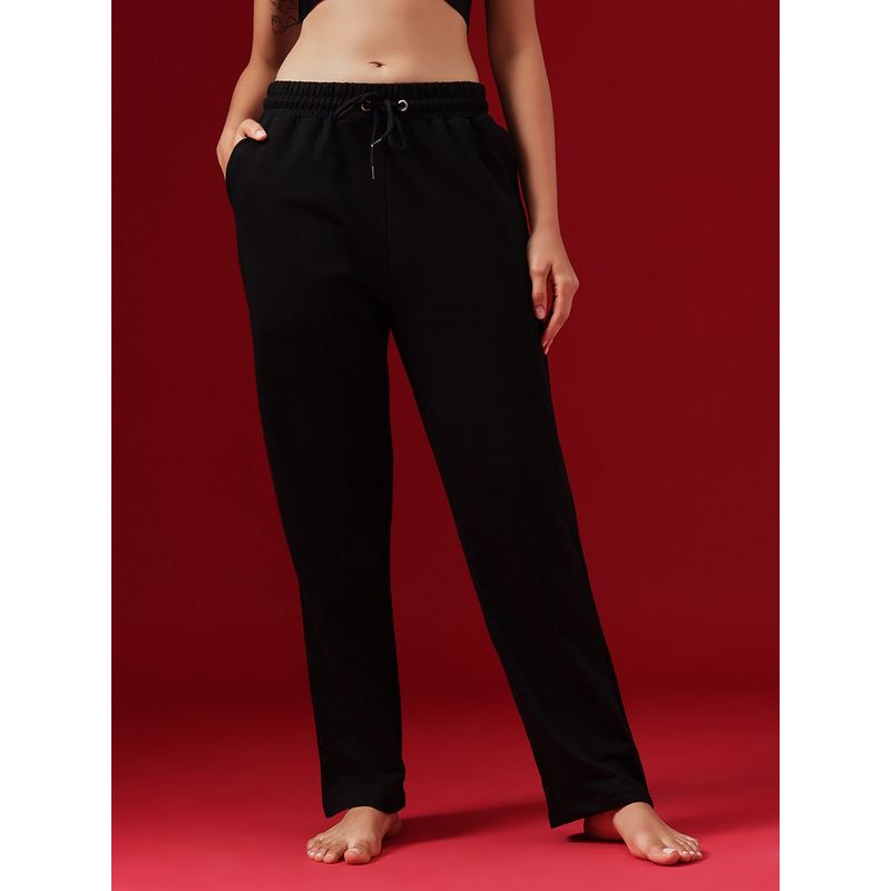 Clovia Terry Cotton Pyjama Lounge Pant With Side Pocket Black (3XL)