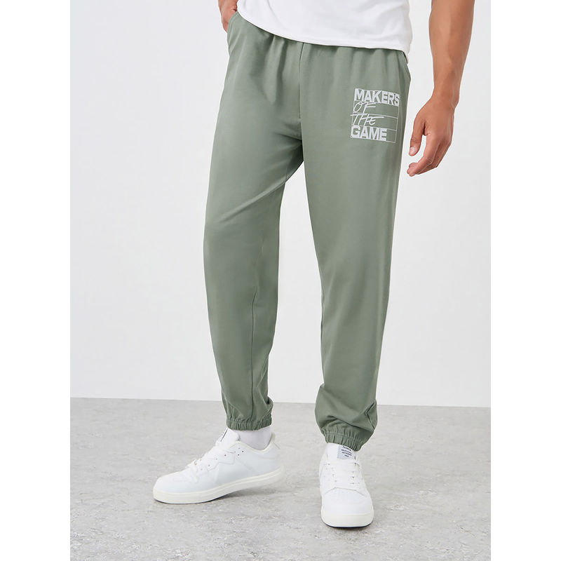 Styli Green Men Placement Football Print Oversizedd Fit Jogger (M)