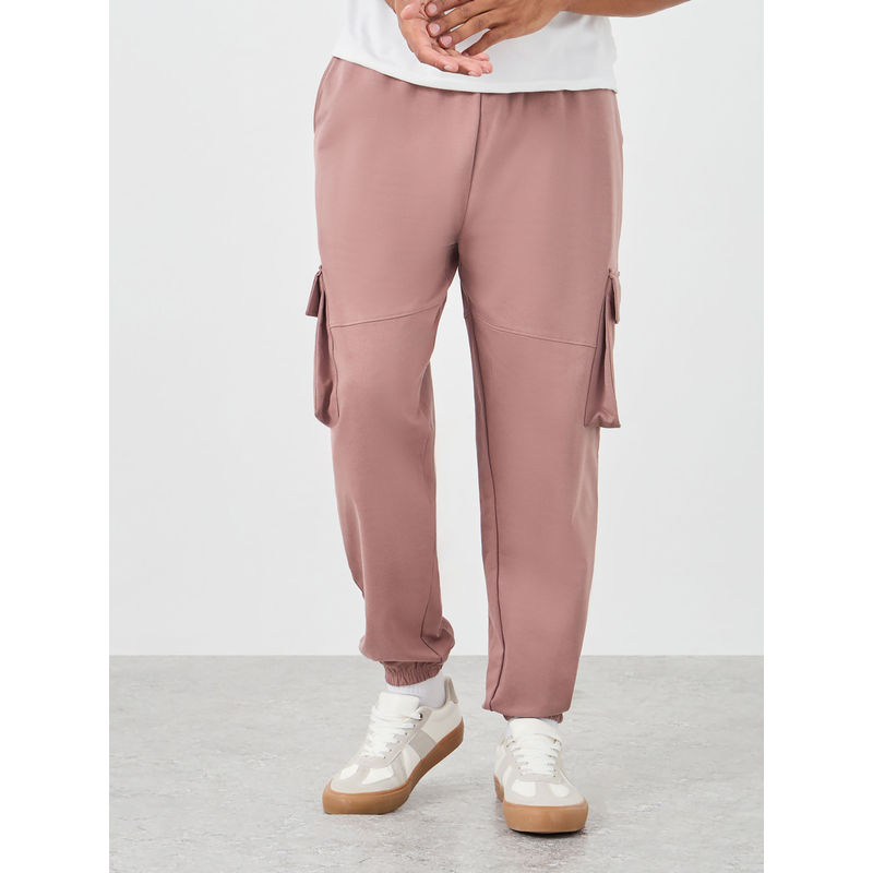 Styli Pink Men Oversizedd Cut and Sew Detail Cargo Jogger (S)