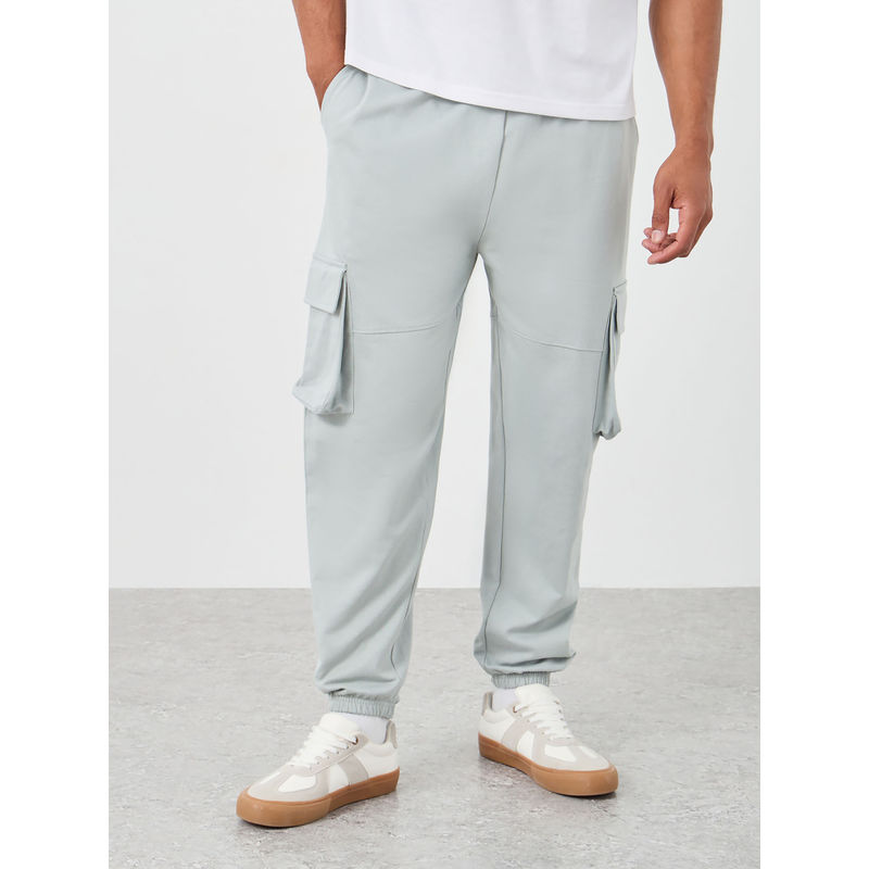 Styli Grey Men Oversizedd Cut and Sew Detail Cargo Jogger (L)