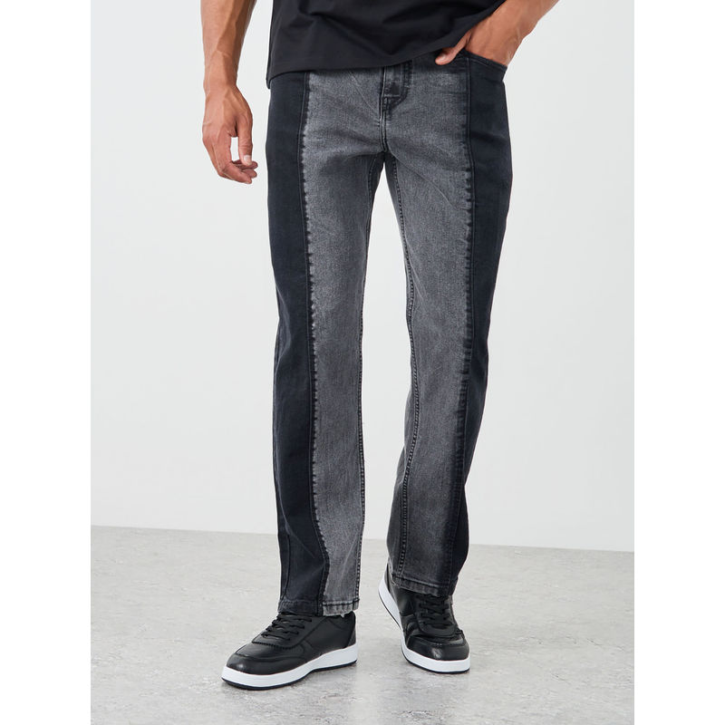 Styli Black Men Colour Block Relaxed Fit Jeans (32)