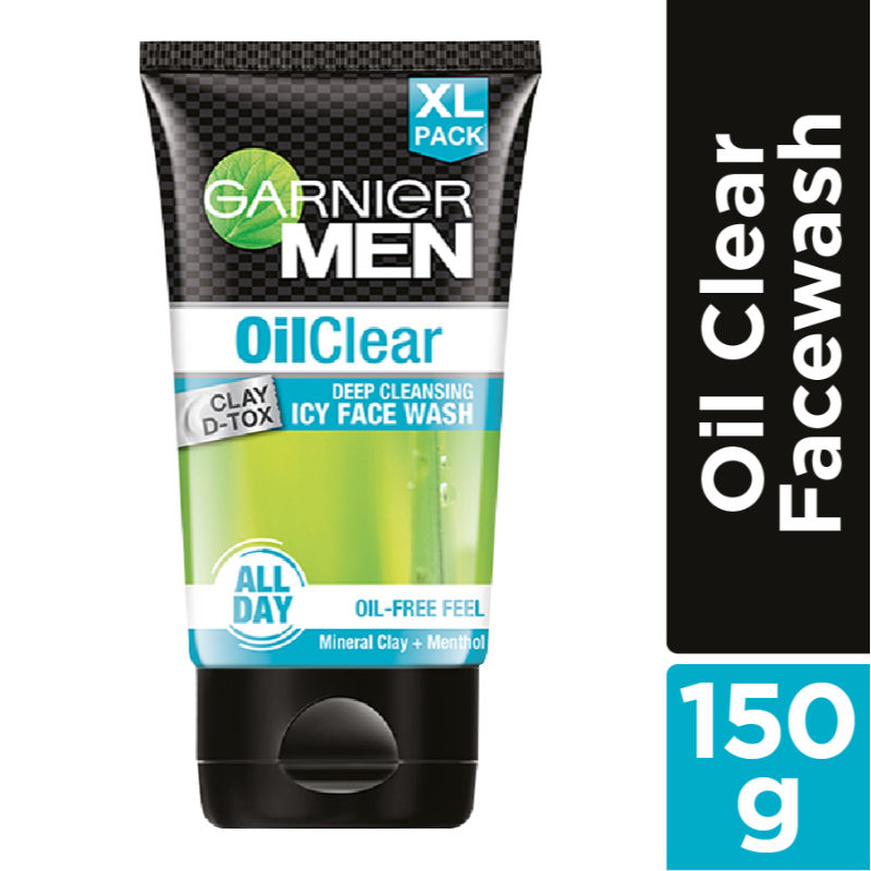 Garnier Men Oil Clear Face Wash, Clay D tox Deep Cleansing Icy Face Wash