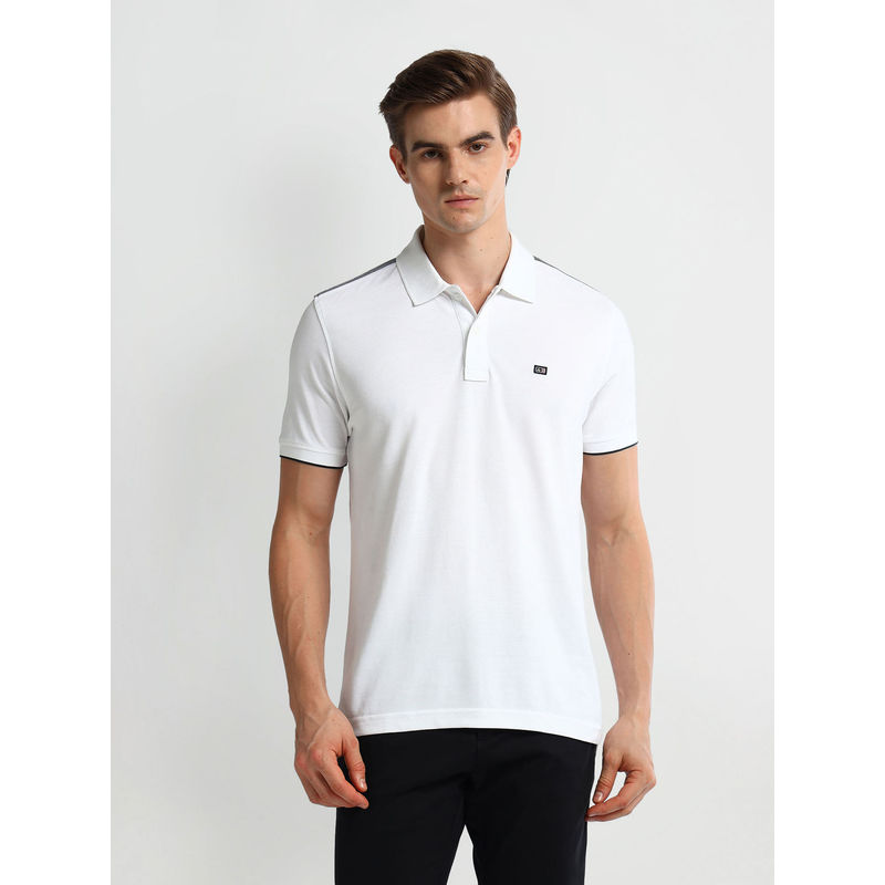 Arrow Sports Solid Cotton Polo T-Shirt - White (S)