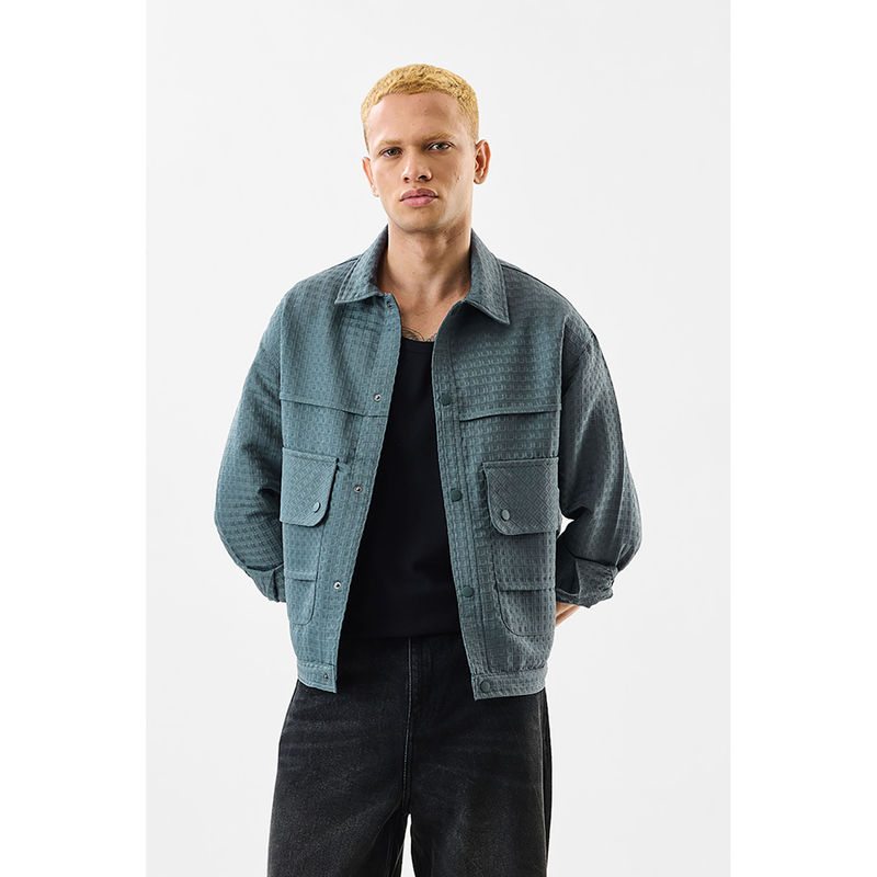 Snitch Teal Textured Relaxed Casual Shacket (2XL)