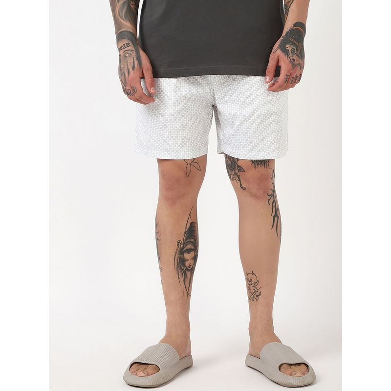 Bewakoof Men's White All Over Printed Boxers (M)