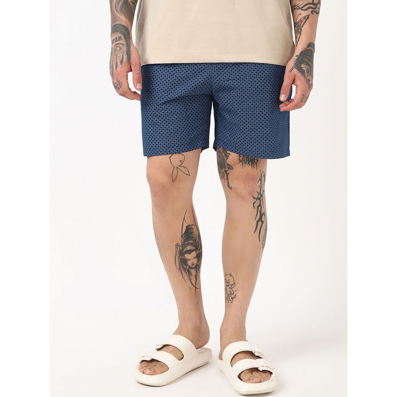 Bewakoof Men's Navy Blue All Over Printed Boxers (M)