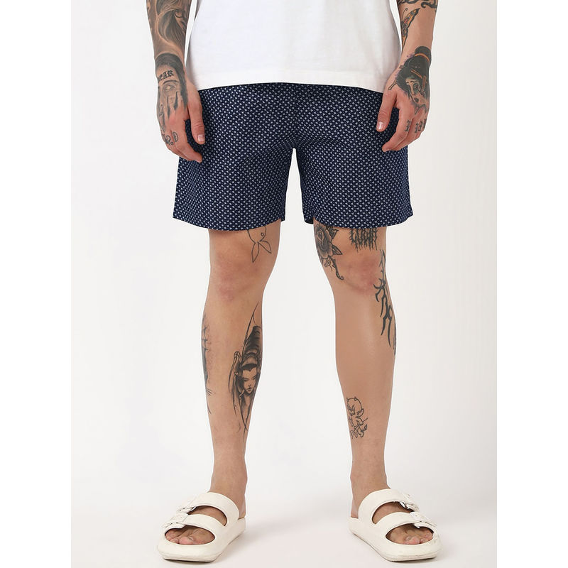 Bewakoof Men's Navy Blue All Over Printed Boxers (S)