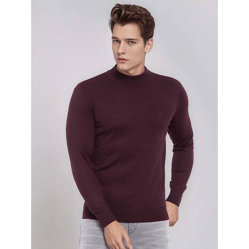 98 Degree North Wine Elegant Men's Merino Wool Blend Sweater (XL)