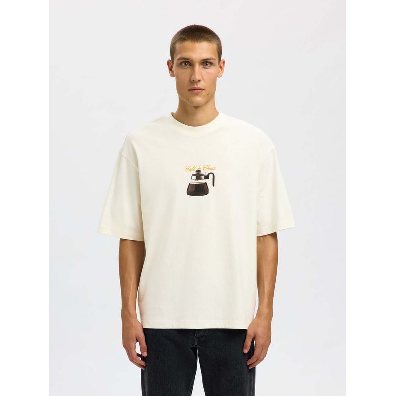 SELECTED HOMME White Relaxed Fit Organic Cotton T-shirt (S)