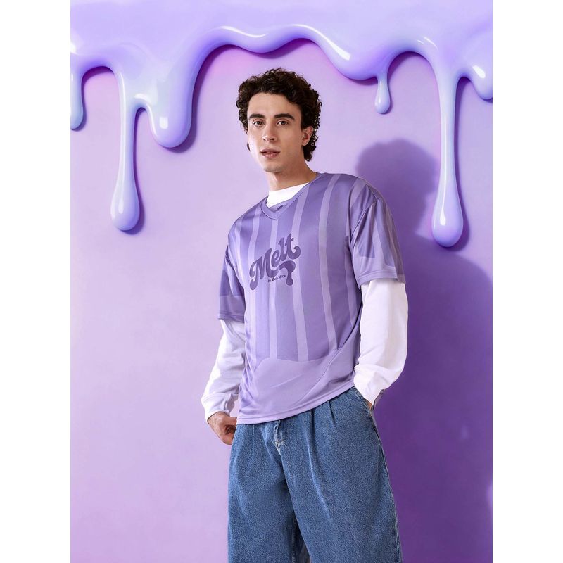 LOTTO Purple Liquid Fire Wave Baseball T-Shirt for Men (XS)
