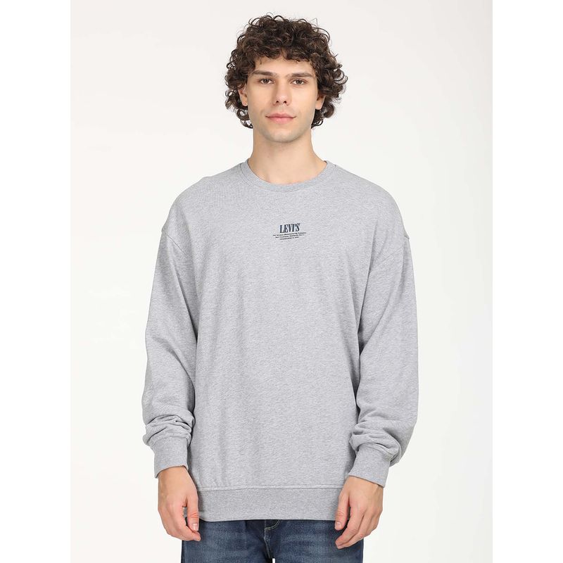 Levi's Men Solid Grey Crew Neck Sweatshirt (2XL)