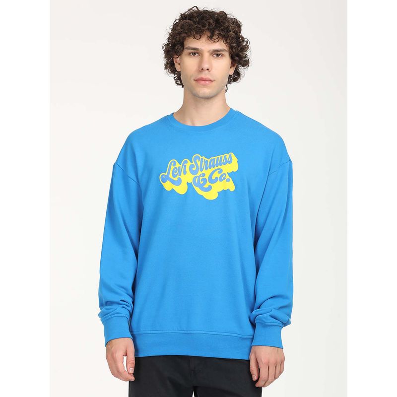 Levi's Men Solid Dark Blue Crew Neck Sweatshirt (L)