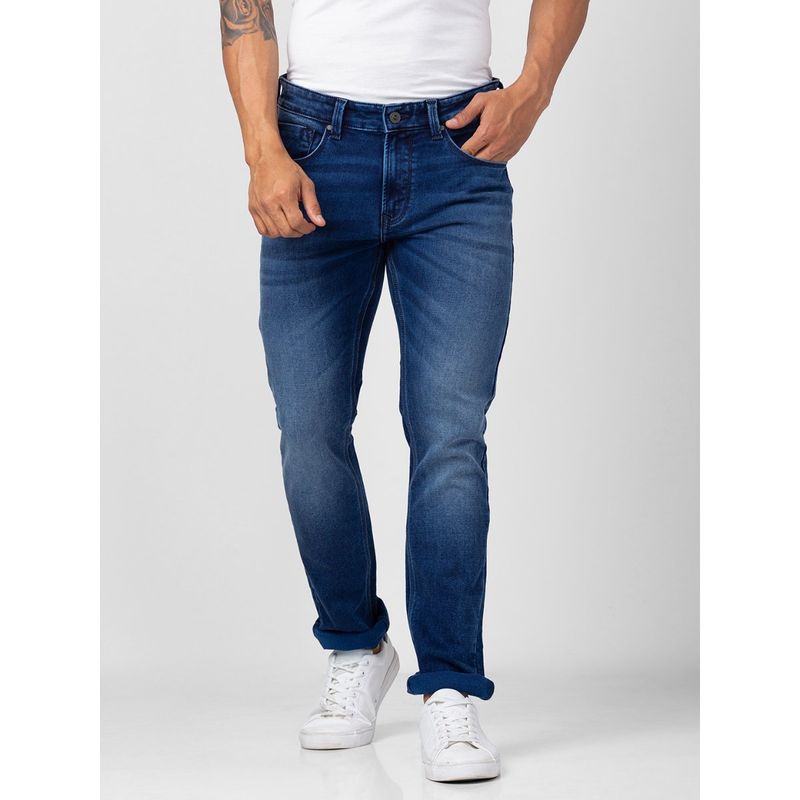 Spykar Men Mid Blue Cotton Regular Fit Narrow Length Jeans (Rover) (32)