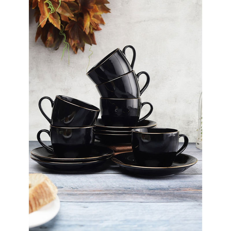 CLAY CRAFT Fine Ceramic Cup and Saucer Set of 12 ( 6 Cups + 6 Saucers