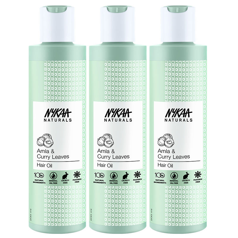 Nykaa Naturals Amla & Curry Leaves Anti-hairfall Hair Oil - Pack Of 3