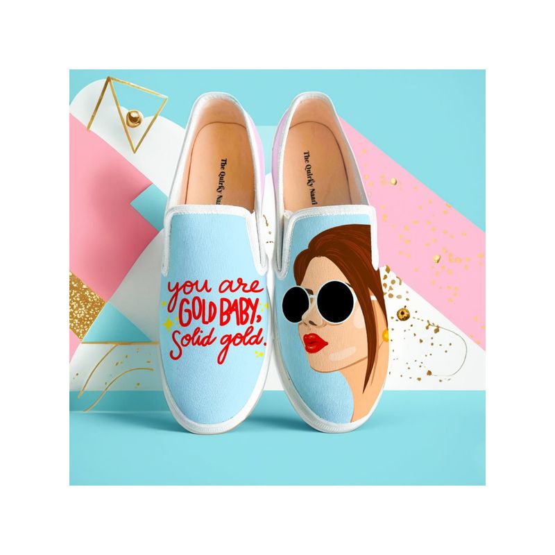 The Quirky Naari Golden Baby Canvas Shoes Blue (EURO 37)
