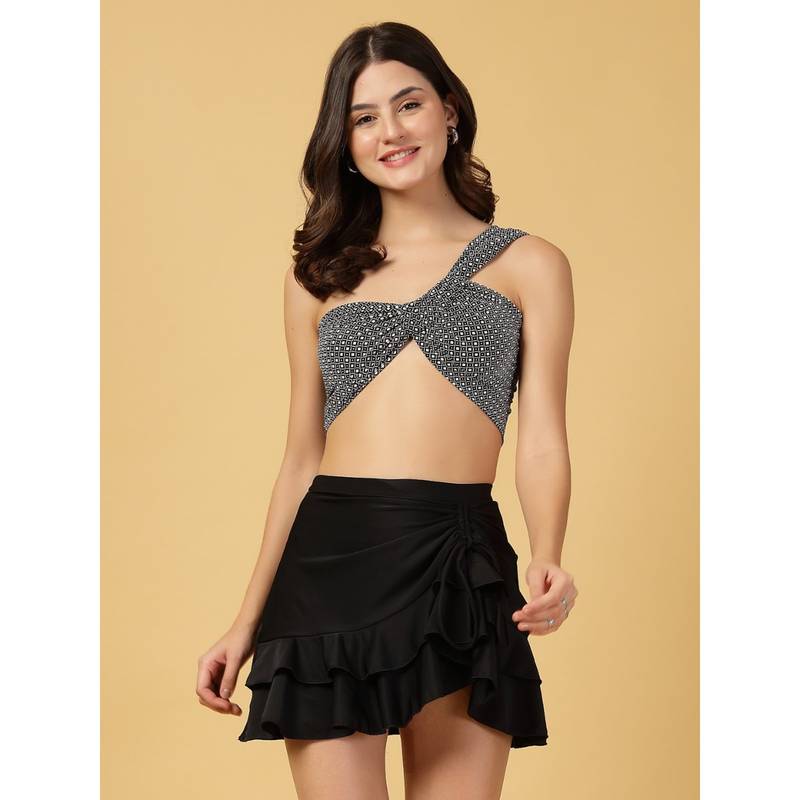 Cukoo Black Swimwear Top & Skirt (Set of 2) (S)
