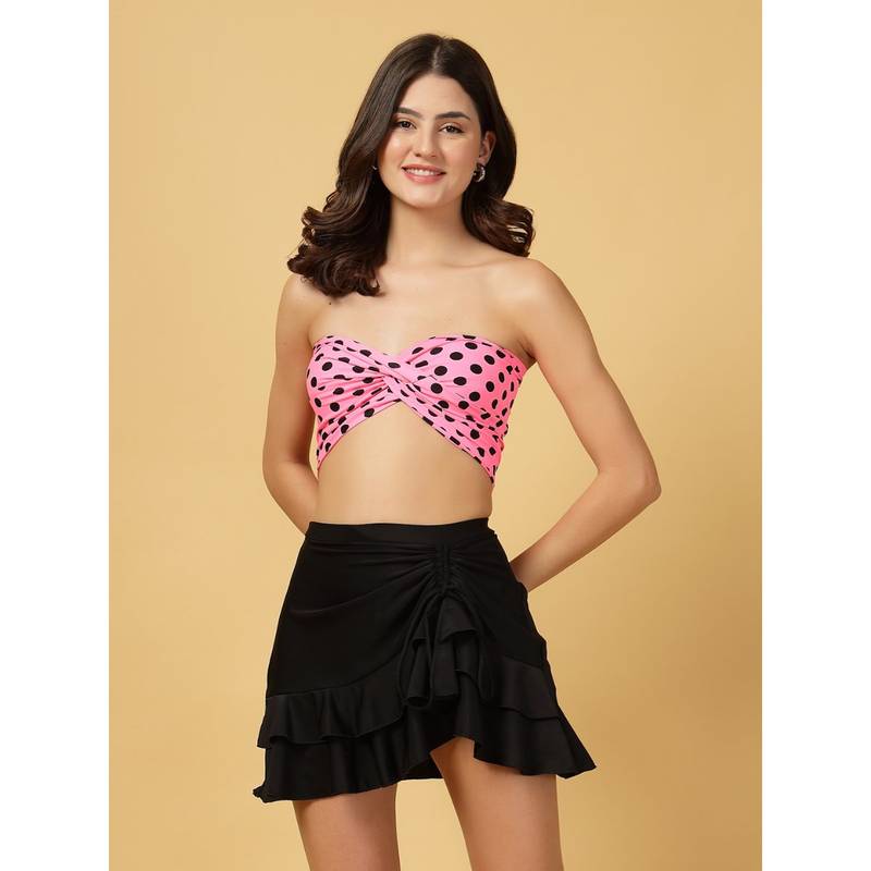 Cukoo Pink Printed Swimwear Top & Skirt (Set of 2) (S)
