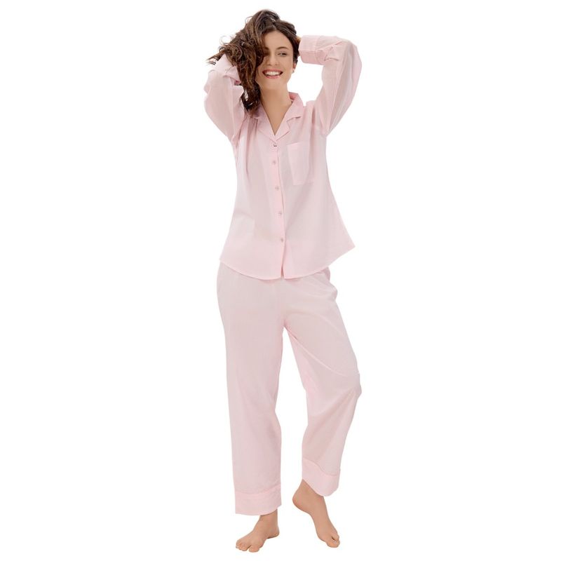 PIU Front Open Pure Cotton Full Sleeves Stripes Print Nightsuit - Pink (Set of 2) (L)