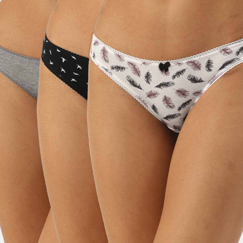 Leading Lady Cotton Low-rise Floral Thongs Pack Of 3 - Multi-Color (S)