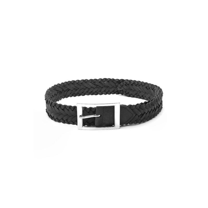 Aditi Wasan Womens Black Braided Genuine Leather Belt (34)
