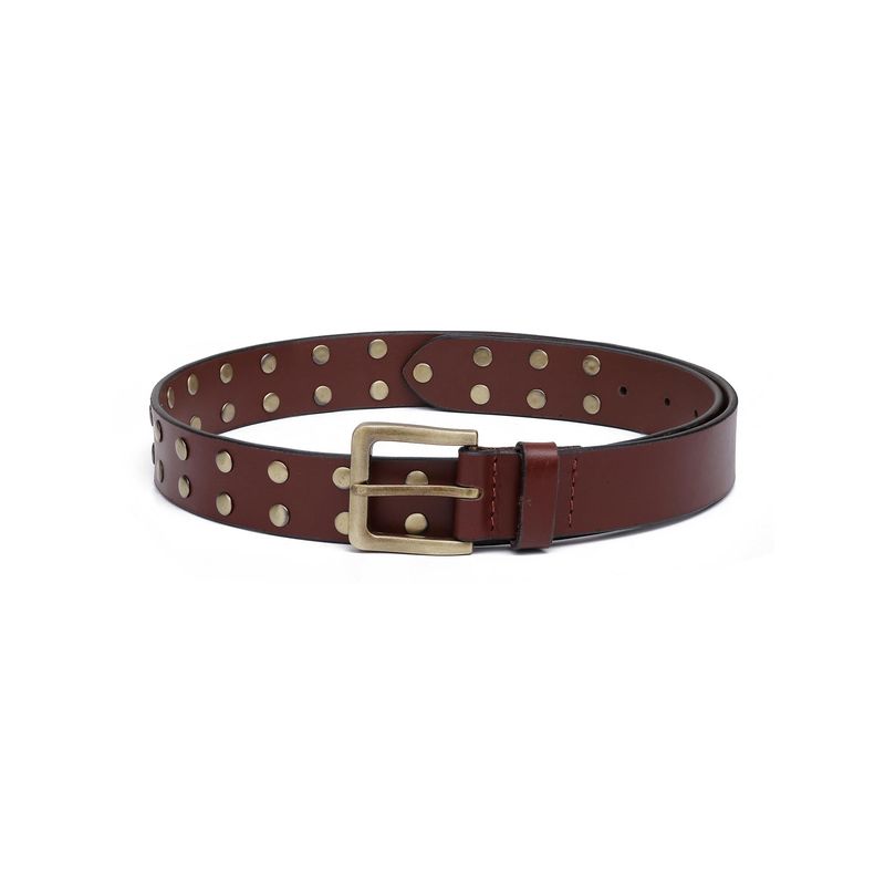Aditi Wasan Mens Leather Brown Rivet Belt (30)