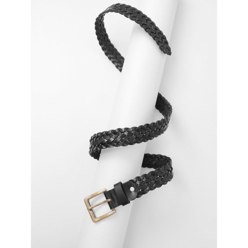 Aditi Wasan Black Braided Leather Womens Belt (28)