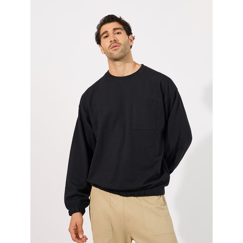 Styli Men Elasticated Cuff and Collar Detail Boxy Sweatshirt (L)