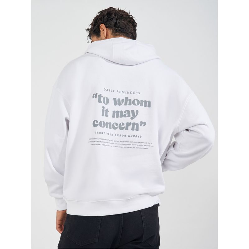 Styli Men White Solid Oversized Fit Hoodie (2XL)