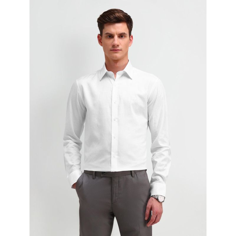Arrow Textured White Full Sleeves Collar Neck Slim Fit Shirt (39)