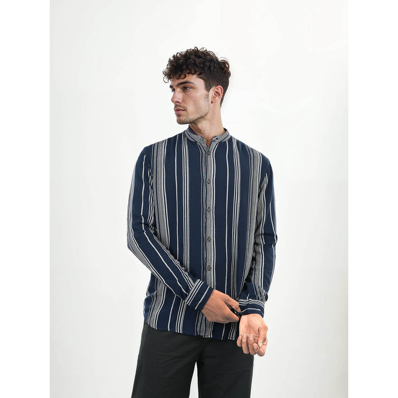 Camicia Oxford Celio Uomo - Blu Navy - Regular Fit - Cotone 100% - Colletto Hi Stake Social - Maniche Lunghe - 4