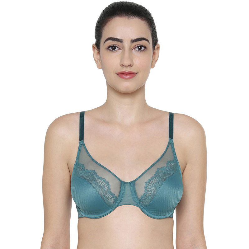 Triumph Lace Spotlight Modern Wired Non Padded Full Coverage Bra - Green (32D)
