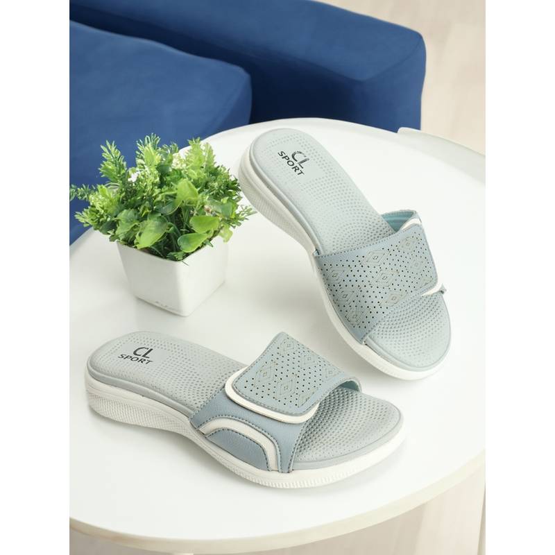 Carlton London Women Sky Blue Color Comfortable Slip On Sliders (EURO 38)