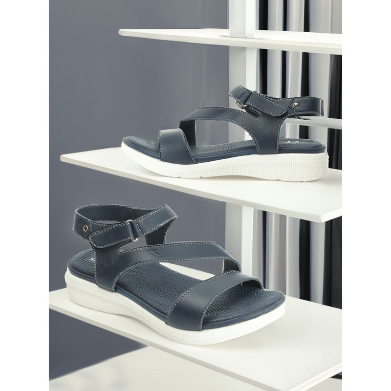 Carlton London Women Navy Blue Color Comfortable Backstrap Sandals (EURO 36)