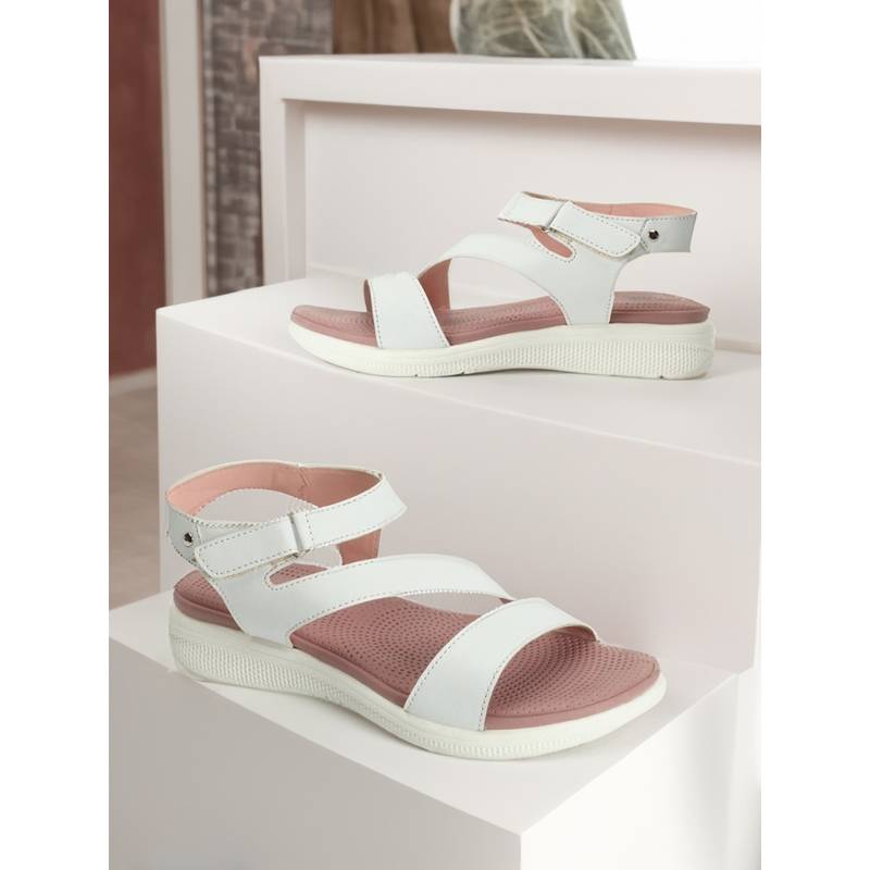 Carlton London Women White Color Comfortable Backstrap Sandals (EURO 38)
