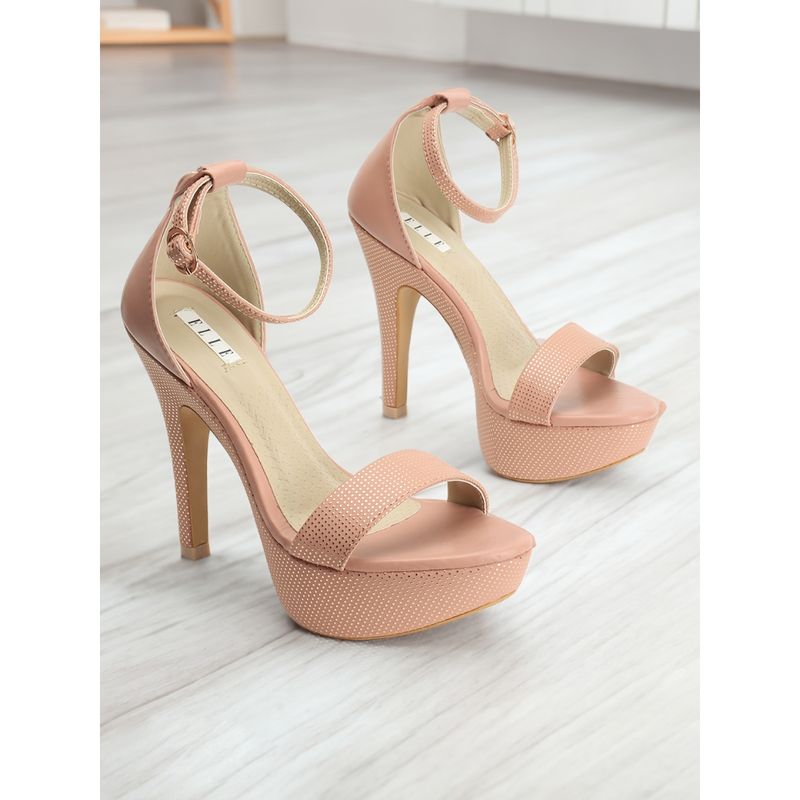 ELLE Womens Fashionable Peach Color Backstrap Sandals (EURO 40)