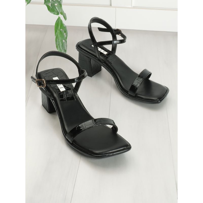 ELLE Womens Fashionable Black Color Backstrap Party Sandals (EURO 41)